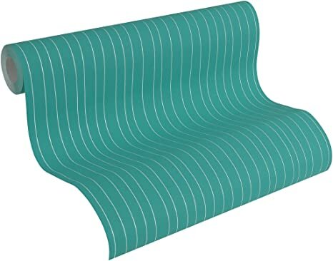  groen /dark turquoise fantasy stripes   Esprit Home vinyl op vlies 