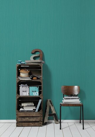  groen /dark turquoise fantasy stripes   Esprit Home vinyl op vlies 