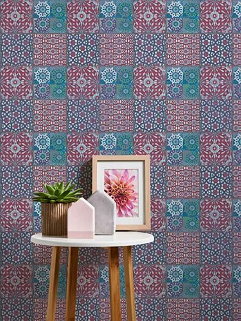 Bohemian tiles vinyl op vlies