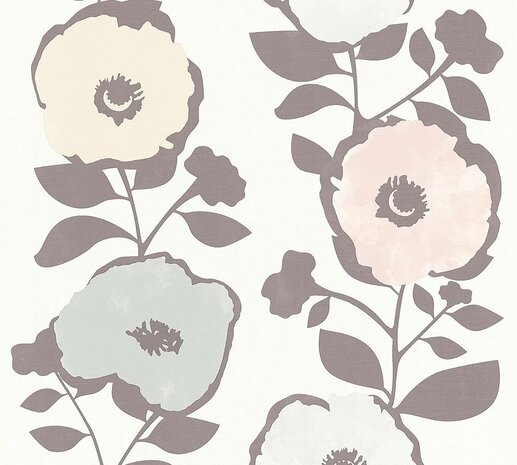 scandinavian big flowers retro oslo vlies