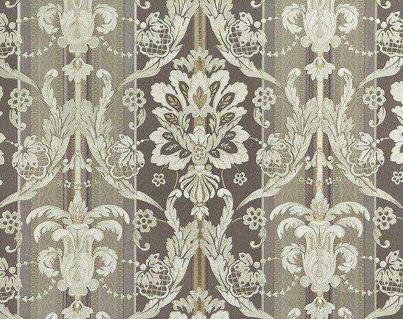 Eijffinger Westminster 320104 salon de hermitage glans vinyl bruin goud taupe