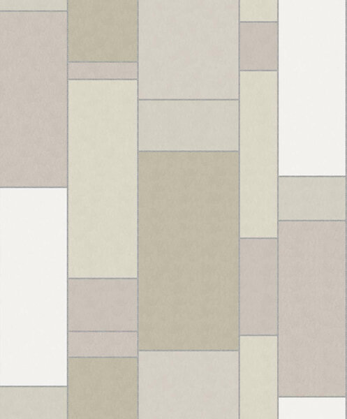 Seabrook Mondrian De Stijl Wallpaper - Soft Sage &amp; Silver vlies  by KT Exclusive 