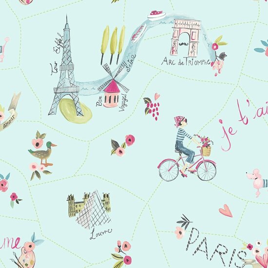 Emily in paris  stevig papier behang met glitter 